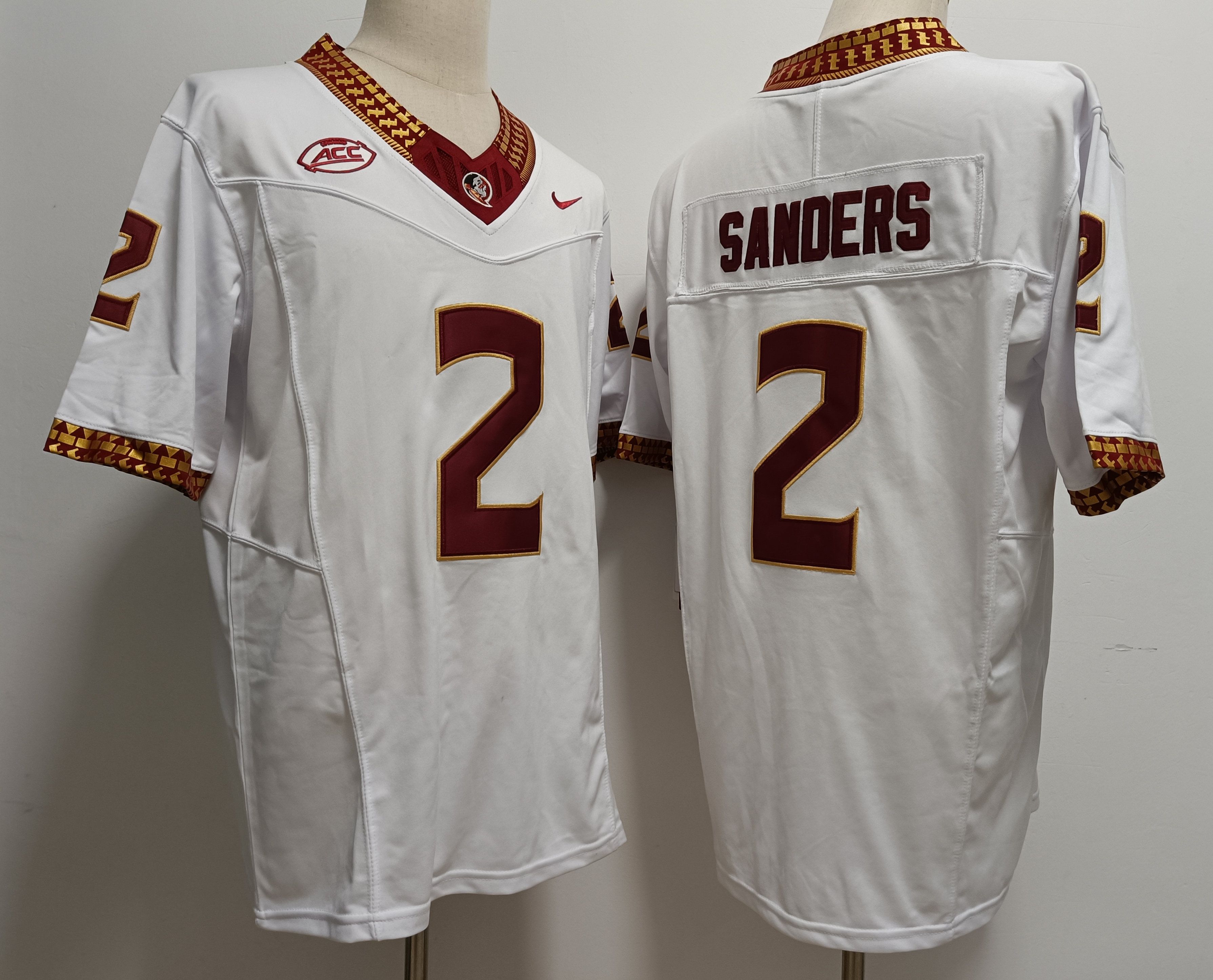 Men Florida State Seminoles FSU #2 Sanders White Nike 2025 NCAA Jersey->ncaa teams->NCAA Jersey